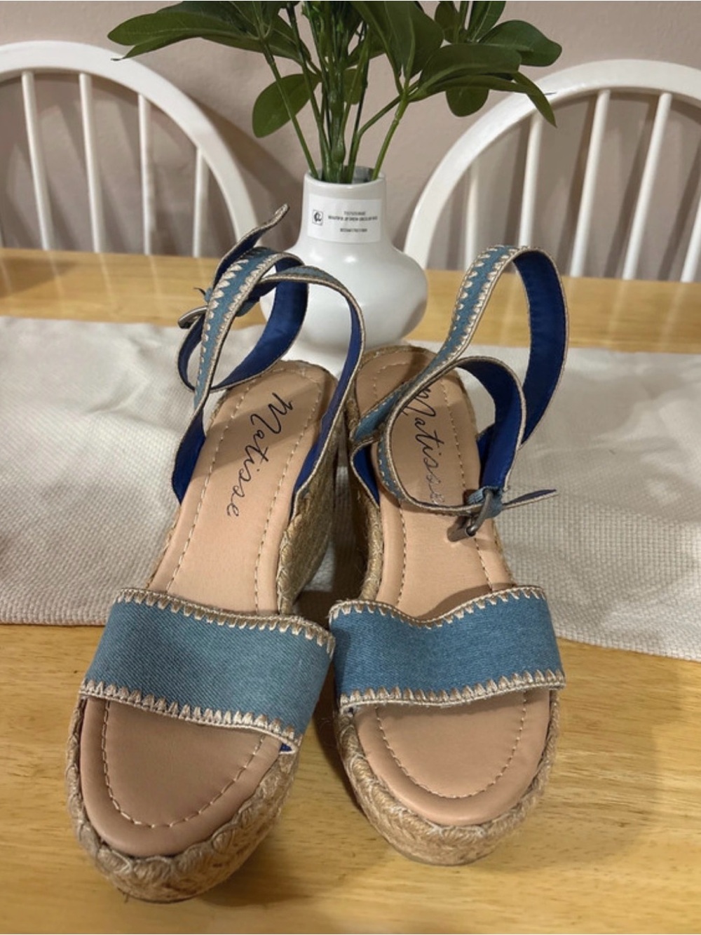 Matisse Denim Blue Espadrille Wedge Sandals